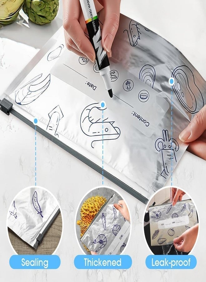 RONFILD 10 PCS Reusable Aluminum Food Storage Bag, Stand Up Foil Sealable Bags with Zip Lock,Food Storage Preservation Bags, Leakproof Aluminium Foil Fresh keeping Bag for Vegetable Fruit Meat - Image 3
