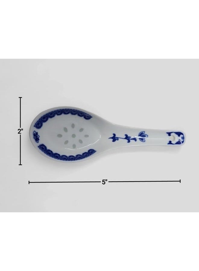 Festcool 10 Pcs Fine Bone China Blue and White Bowl, with Free 10 Porcelain Spoons, Rice Bowl, Cereal Bowl, Soup Bowl, Fruit Bowl Set - Image 3