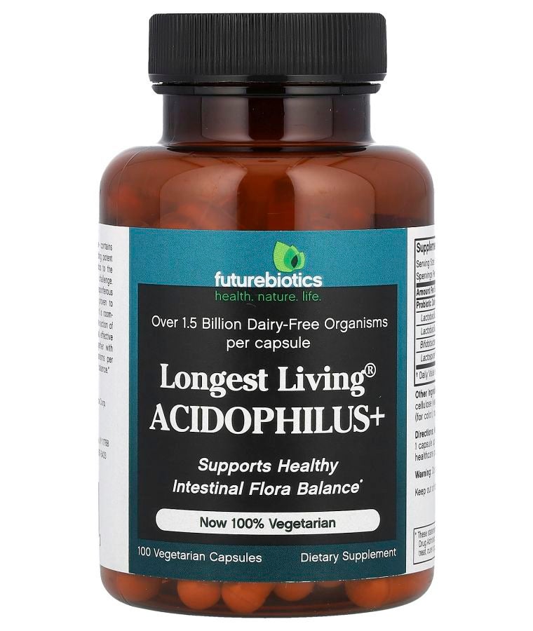 Futurebiotics Longest Living Acidophilus+ 100 Vegetarian Capsules