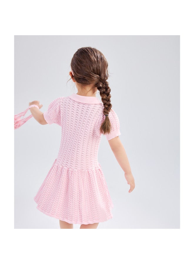 DEESHA Knitted Polo Collar】baby Girl Summer Dress - Versatile Thin Princess Dress - Image 3