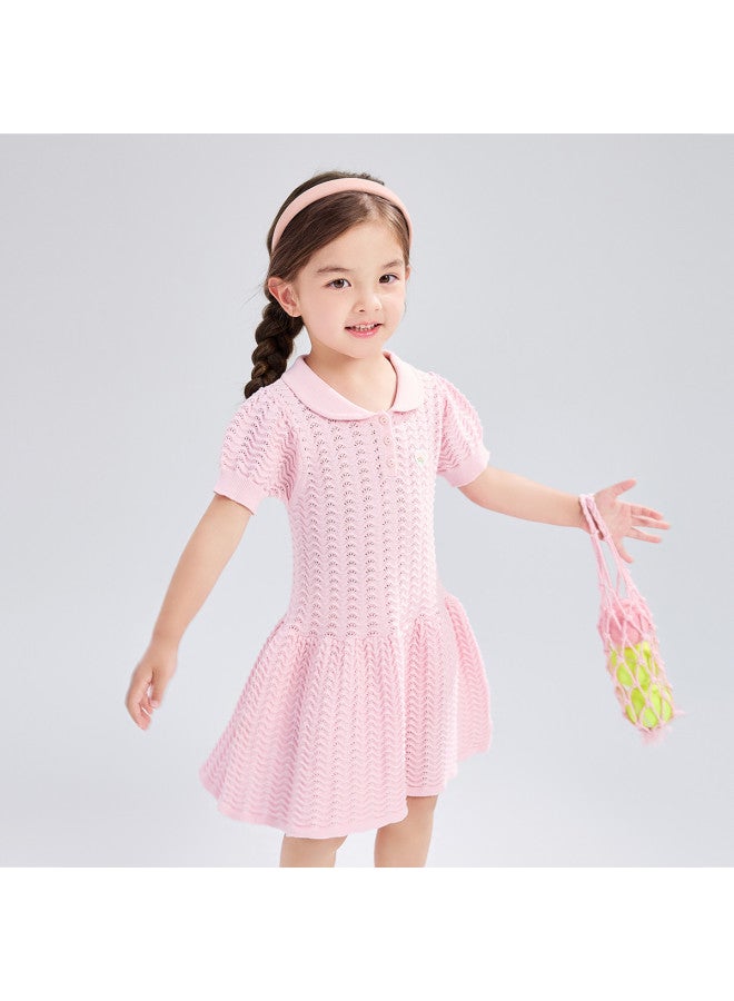 DEESHA Knitted Polo Collar】baby Girl Summer Dress - Versatile Thin Princess Dress - Image 4