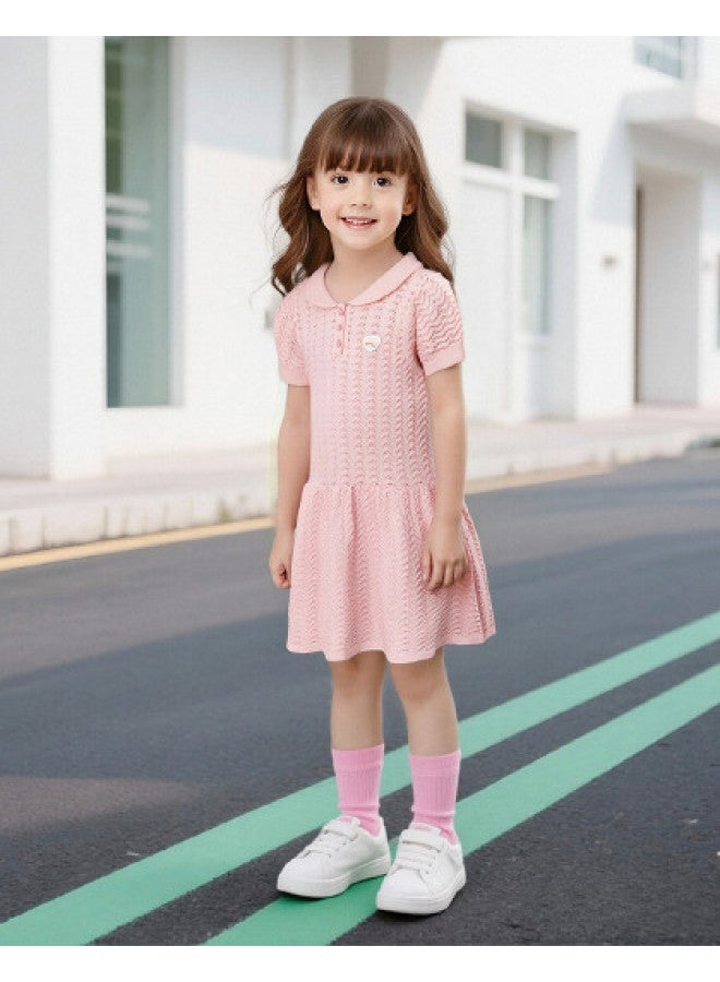 DEESHA Knitted Polo Collar】baby Girl Summer Dress - Versatile Thin Princess Dress - Image 1