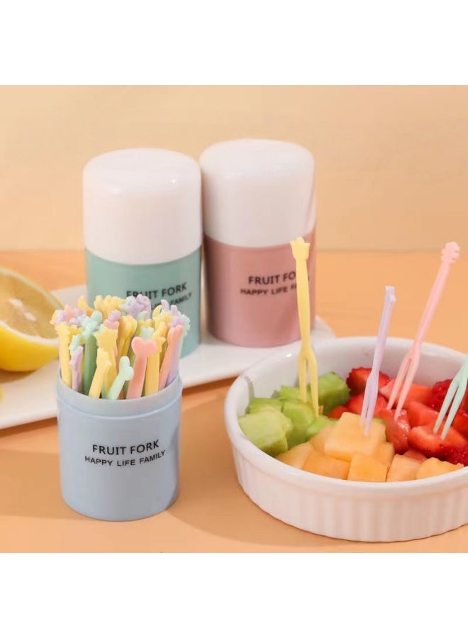 100pcs Disposable Multicolor Plastic Fruit Forks – Mini Forks for Cakes, Desserts & Snacks - Image 3