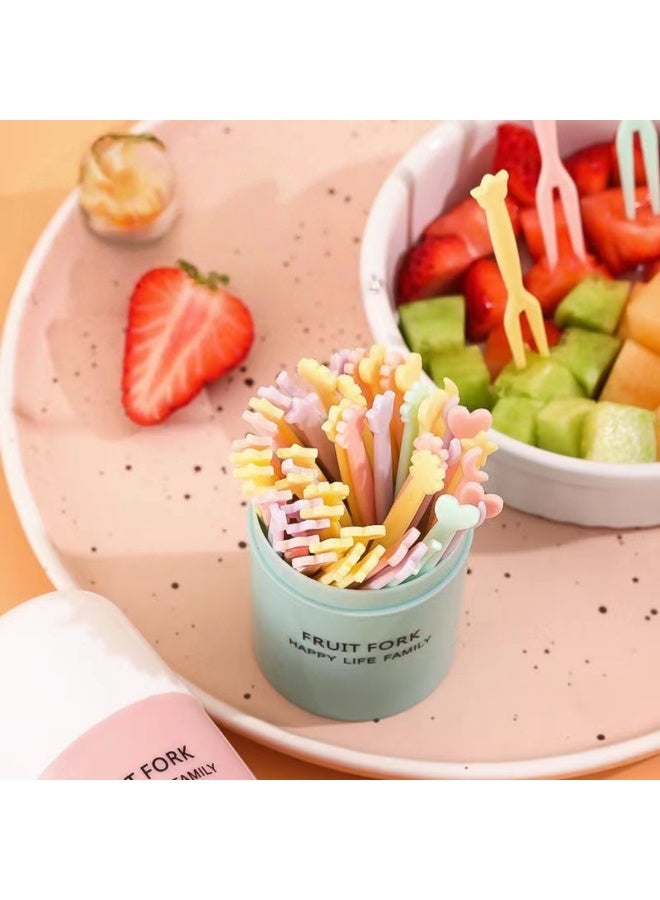 100pcs Disposable Multicolor Plastic Fruit Forks – Mini Forks for Cakes, Desserts & Snacks - Image 1