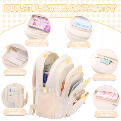 PRAGARI Cute Backpack for School Girls Aesthetic Backpack Women College Bookbag Large Students Laptop Bag Travel Casual Daypack - Image 3