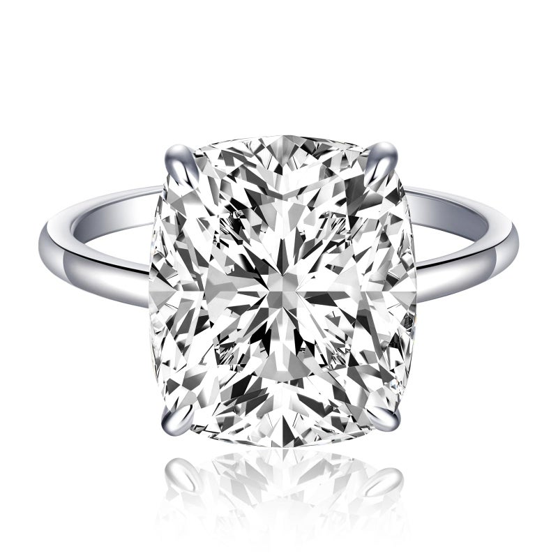 AVECON 5CT Elongated Cushion Cut Engagement Ring for Women, Promise Wedding Cubic Zirconia White Gold Plated Band Size 7 - Image 1