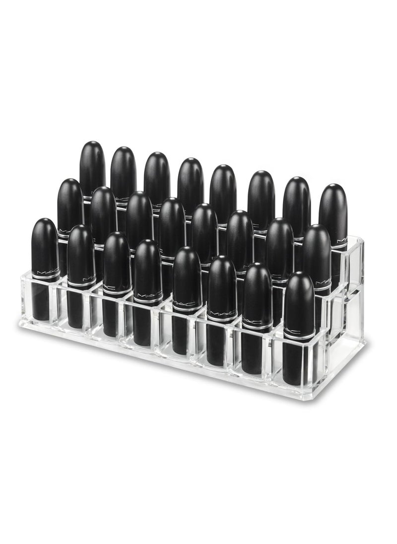 BY ALEGORY byAlegory Tiered Acrylic Lipstick Makeup Organizer | 24 Space Cosmetic Storage - 3 Tiers (CLEAR) 