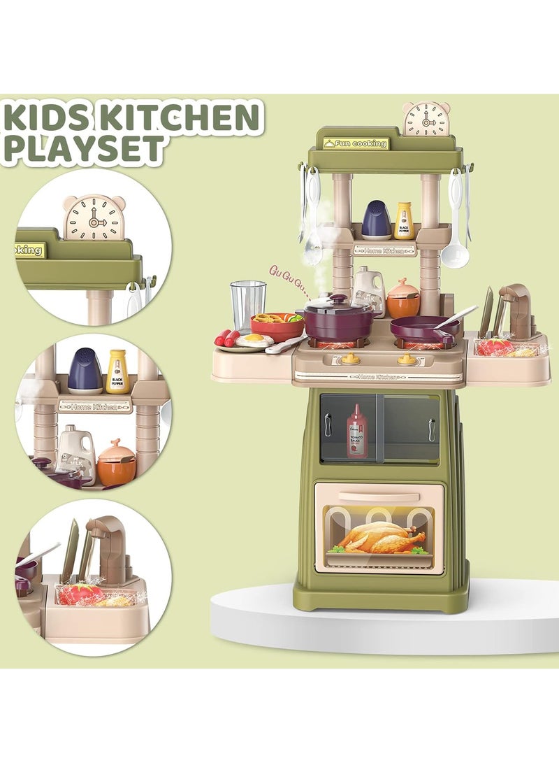 لعبة مطبخ متكاملة للأطفال – تصميم تفاعلي يحتوي على فرن، موقد، حوض غسيل، أدوات طبخ وأطعمة وهمية، مع مؤثرات صوتية وضوئية واقعية تضيف جوًا ممتعًا أثناء اللعب.   تشجع على تنمية الخيال، المهارات الحركية، والتفاعل الاجتماعي.   مناسبة للأطفال من عمر 3 سنوات فما فوق. - Image 1