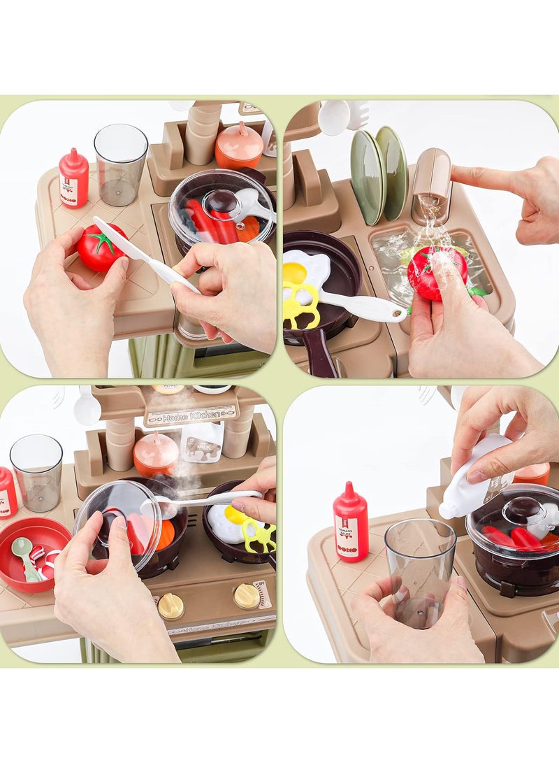 لعبة مطبخ متكاملة للأطفال – تصميم تفاعلي يحتوي على فرن، موقد، حوض غسيل، أدوات طبخ وأطعمة وهمية، مع مؤثرات صوتية وضوئية واقعية تضيف جوًا ممتعًا أثناء اللعب.   تشجع على تنمية الخيال، المهارات الحركية، والتفاعل الاجتماعي.   مناسبة للأطفال من عمر 3 سنوات فما فوق. - Image 4