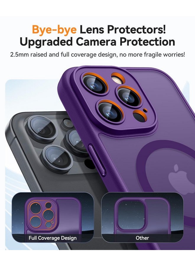 CANSHN CANSHN Magnetic Compatible with iPhone 15 Pro Max Case, Upgraded [Full Camera Protection] [Compatible with Magsafe] [Translucent Matte] Shockproof Protective Phone Case Cover 6.7 Inch - Deep Purple  - Image 2