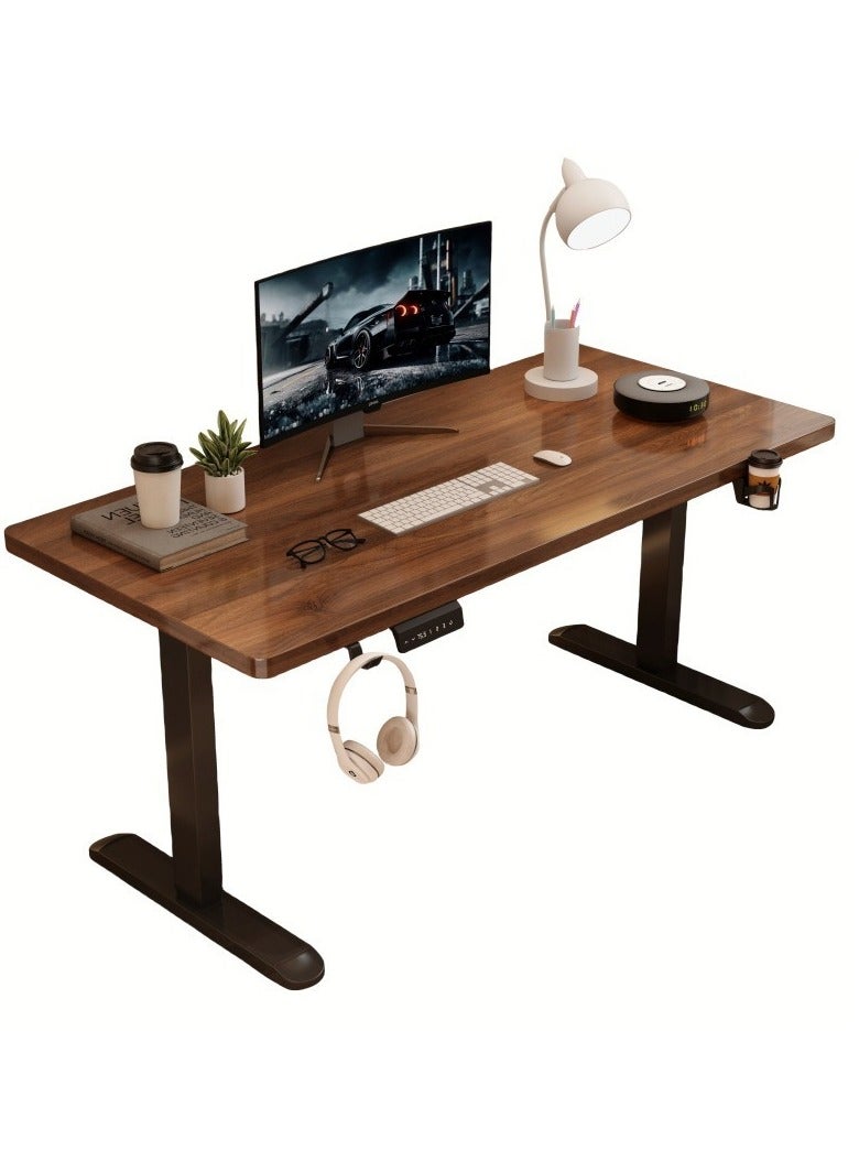 Electric Height Adjustable Standing Desk (Brown), 40/48/56x24 Inches Stand Up Desk Workstation, Ergonomic Computer Table Ideal for Home and Office - Image 1