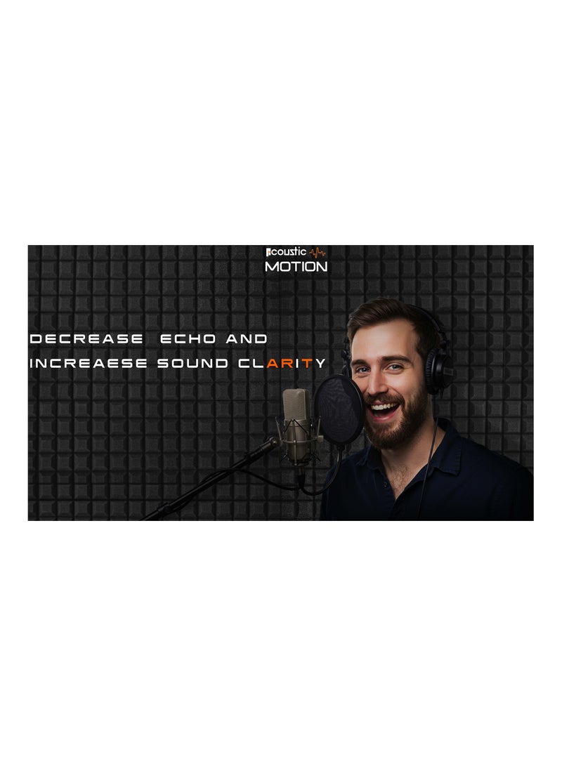 Acoustic Motion Acoustic Foam Panels-Sound Proof BLOCKS design Panel With Self-Adhesive Set Of 12 3X30X30Cm Dark Grey Stylish Acoustic Panels Basic For studio,recording,home,office,Acoustic Room Treatment - Image 5