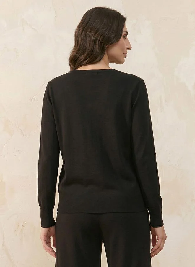 Iconic BLACK SOLID CARDIGAN for Women | Best Price UAE
