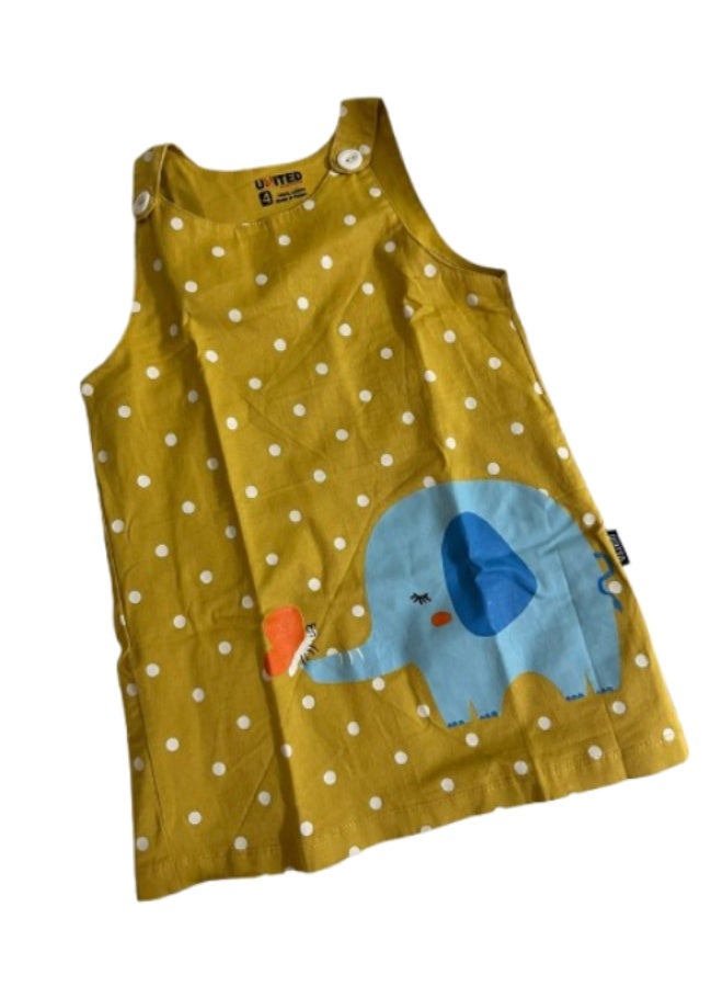 Yellow girls' dress with an elephant design - Image 2