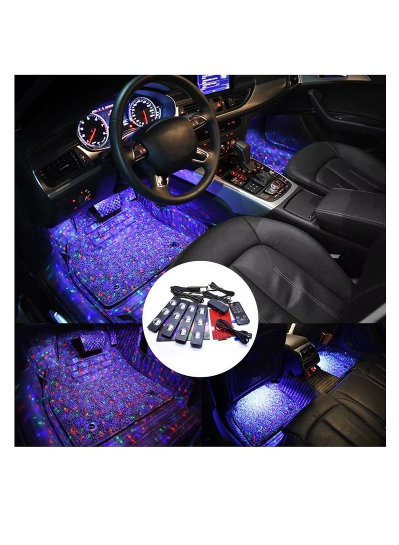 Car Interior LED Strip Lights, RGB Atmosphere Starlight, 4-Piece USB Kit with Re-mote Control, Multicolour - Image 2
