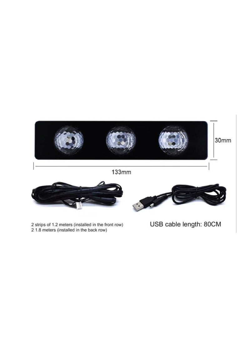 Car Interior LED Strip Lights, RGB Atmosphere Starlight, 4-Piece USB Kit with Re-mote Control, Multicolour - Image 4