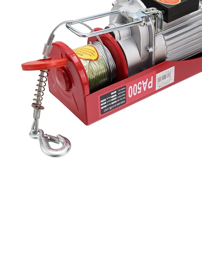 لوازم رافعة محرك مع واير 20 متر تحمل 500 كغ - رافعة كهربائية حمراء تعمل بقدرة 1020 واط على تيار 220 فولت مزودة بسلك نحاسي ومقبس ثلاثي وجهاز تحكم سلكي - مثالية للورش، المستودعات، وأعمال الرفع الصناعية - Image 2