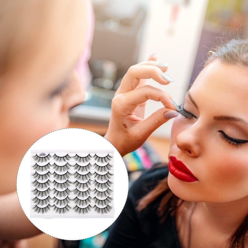 Handcrafted Natural Curling False Eyelashes Black 14 Pairs Pointed Tips - Image 5