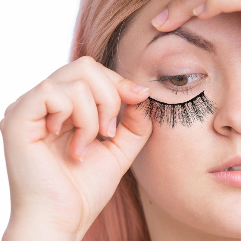 Handcrafted Natural Curling False Eyelashes Black 14 Pairs Pointed Tips - Image 4