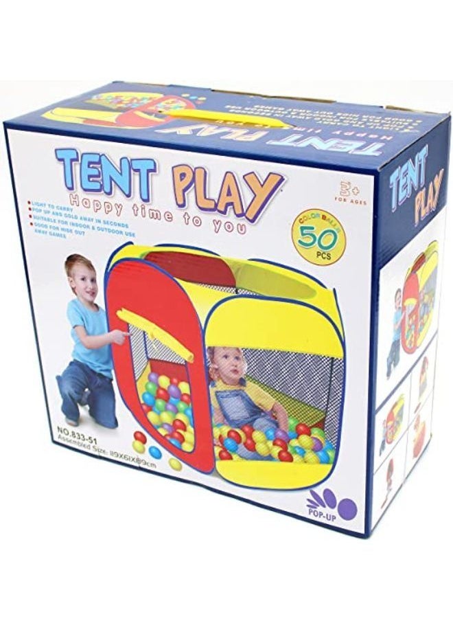 EASY FUTURE Tent Play House Foldable Pop UpTent Play Play House for Children Ocean ball Pool Indoor and Outdoor Including:50 Pcs Colorful Soft Plastic Ocean Fun Ball  - Image 2