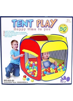 EASY FUTURE Tent Play House Foldable Pop UpTent Play Play House for Children Ocean ball Pool Indoor and Outdoor Including:50 Pcs Colorful Soft Plastic Ocean Fun Ball  - Image 1