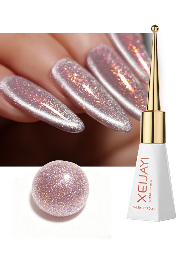 XEIJAYI Glitter Galaxy Cat Eye Gel Nail Polish for Holographic Cat Eye, Salon Gel Manicure and Nail Art DIY at Home - Image 1
