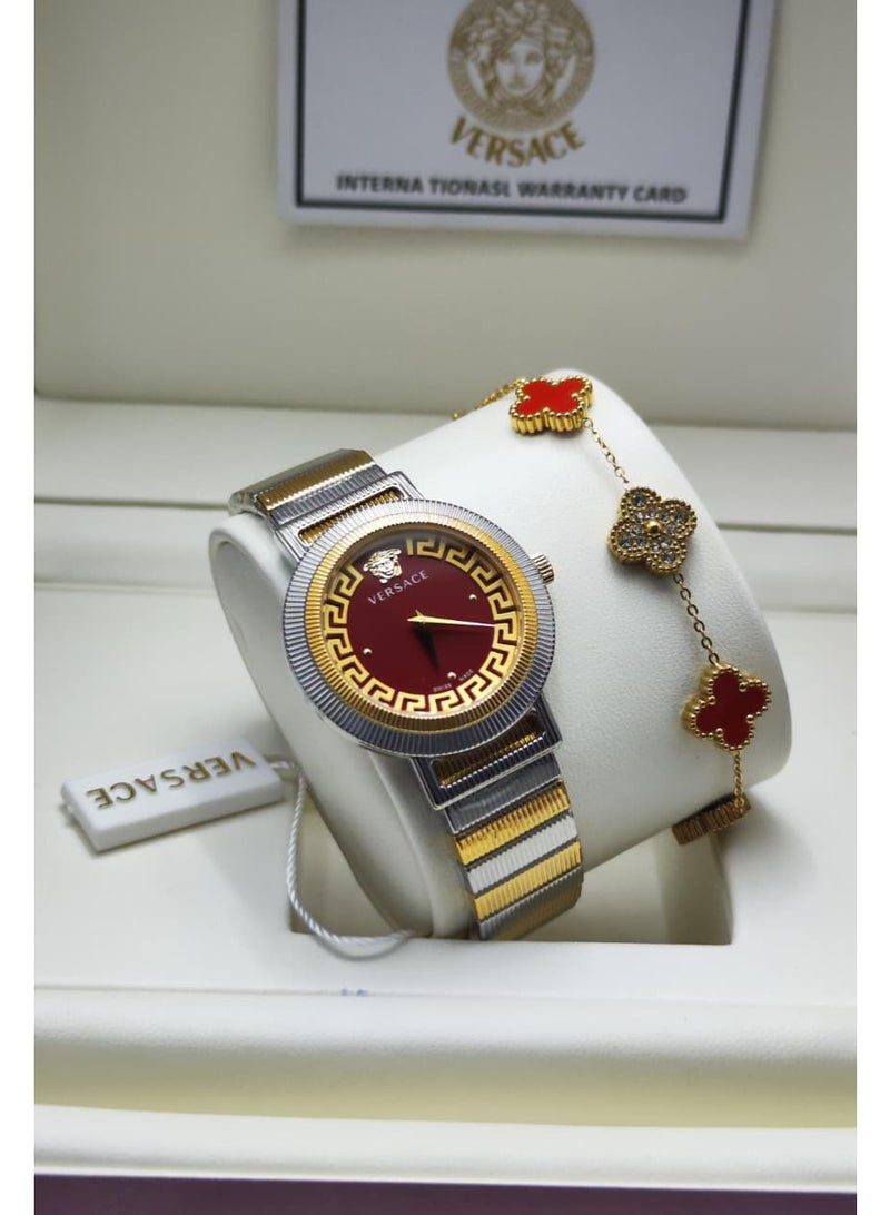 Versace women's stainless steel watch with a premium bracelet