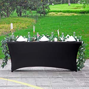 Peomeise 2PCS 6FT Spandex Table Cover Rectangular Stretch Spandex Tablecloth (Black 6FT) - Image 5
