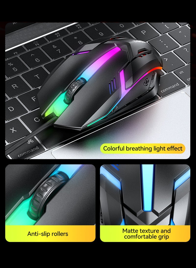 تي- وولف مجموعة لوحة مفاتيح ألعاب عربية وإنجليزية، ماوس، سماعة رأس، ولوحة ماوس، ولوحة مفاتيح ألعاب بإضاءة خلفية RGB، ولوحة مفاتيح سلكية بمنفذ USB، مناسبة للاعبي الكمبيوتر الشخصي، وأجهزة إكس بوكس، وبلايستيشن 5 - Image 4