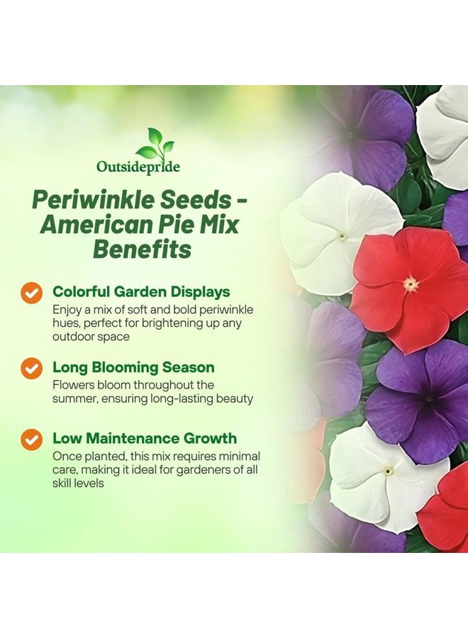 Outsidepride American Pie Mix Periwinkle Seeds for Planting – 50 Pcs Annual, Fast-Blooming, Heat & Drought Tolerant Vinca Flower Seeds with Vibrant Colors Ideal for Gardens, Beds & Containers - Image 3