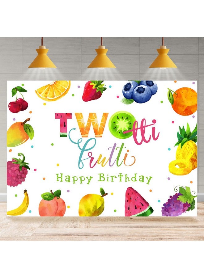 Rsuuinu Twotti Frutti Party Backdrop For Photography Tutti Fruity Summer Theme Party Background Fruit 2Nd Birthday Decorations Cake Table Banner Supplies Kids Photo Booth Studio Props 7X5Ft - Image 1