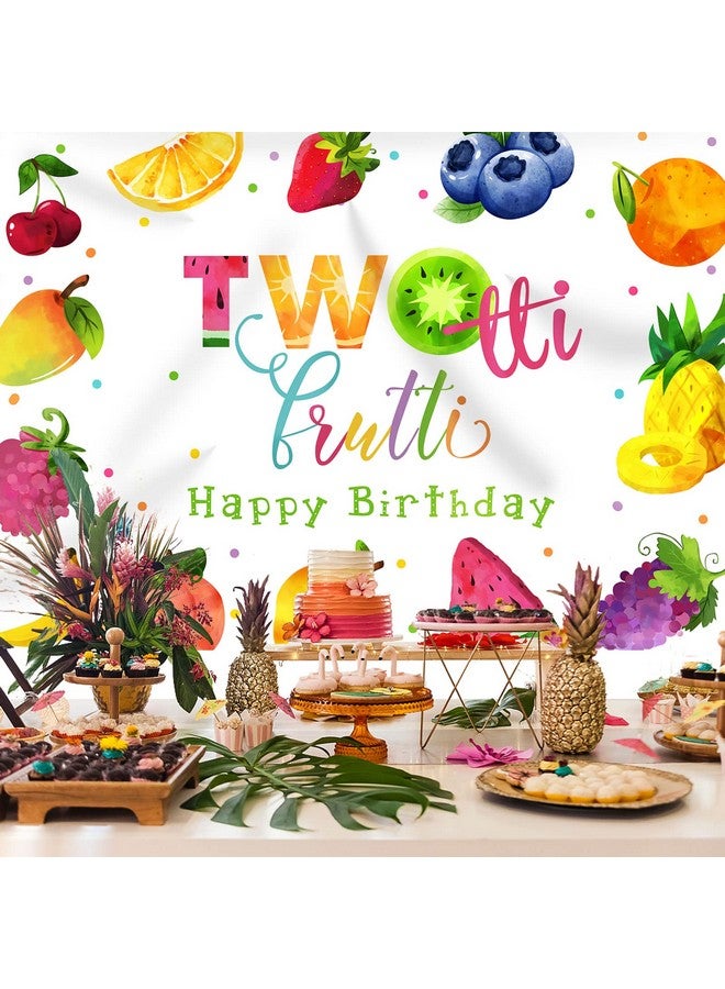 Rsuuinu Twotti Frutti Party Backdrop For Photography Tutti Fruity Summer Theme Party Background Fruit 2Nd Birthday Decorations Cake Table Banner Supplies Kids Photo Booth Studio Props 7X5Ft - Image 5