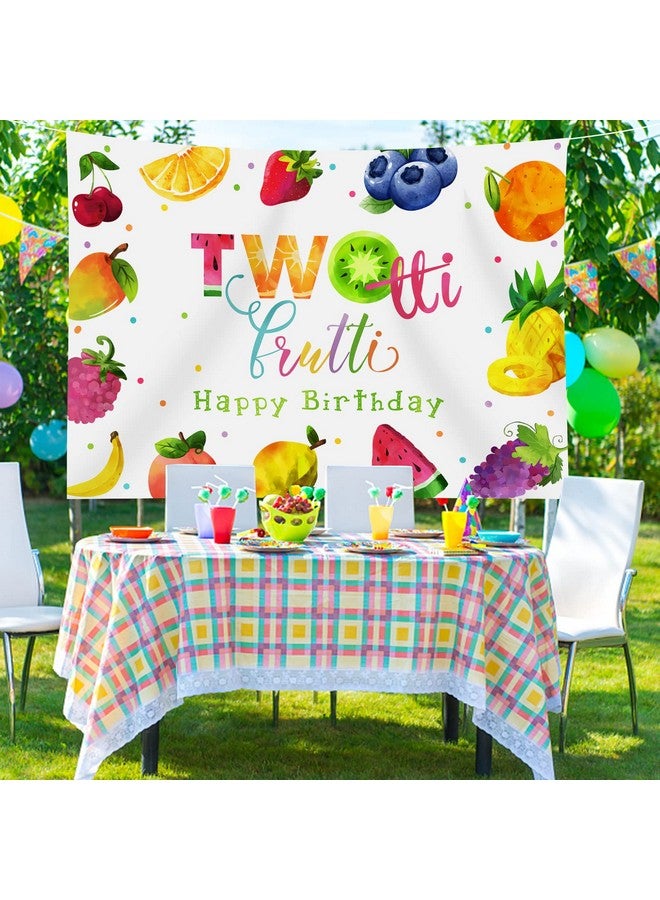 Rsuuinu Twotti Frutti Party Backdrop For Photography Tutti Fruity Summer Theme Party Background Fruit 2Nd Birthday Decorations Cake Table Banner Supplies Kids Photo Booth Studio Props 7X5Ft - Image 3