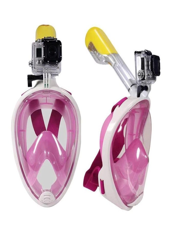 جيرن قناع غطس كامل الوجه بزاوية رؤية بانورامية 180 درجة من جيرن للشباب والبالغين من النساء والرجال، تنفس أسهل مع تصميم جاف مضاد للضباب والتسرب (وردي، للأطفال) - Image 2