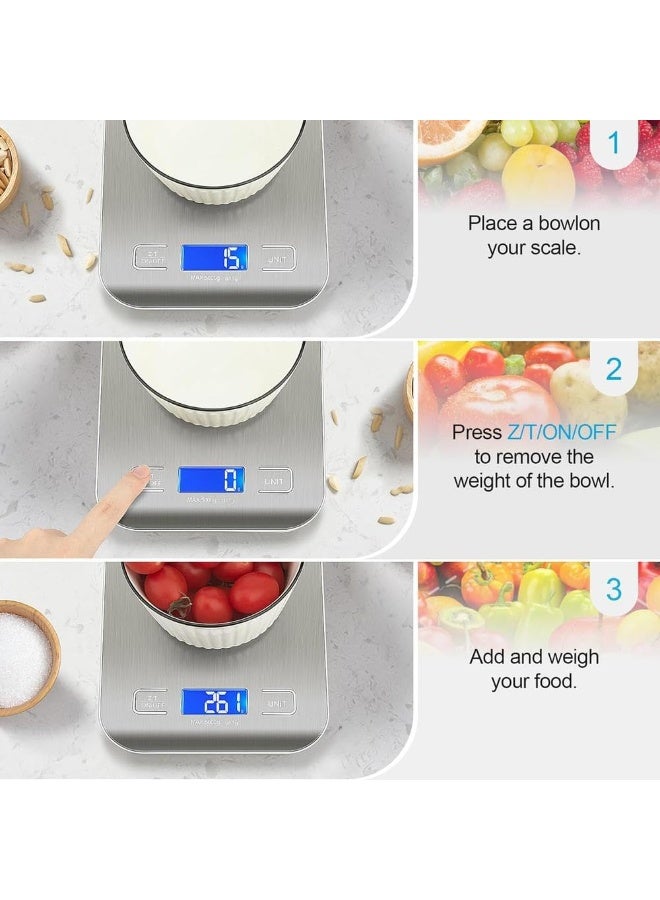 Beauenty High Precision Digital Kitchen Scale – Stainless Steel Food Weighing Scale with Tare, 5 Units, Grams & Ounces – Ideal for Cooking & Baking - Image 4