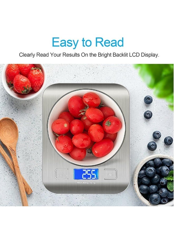 Beauenty High Precision Digital Kitchen Scale – Stainless Steel Food Weighing Scale with Tare, 5 Units, Grams & Ounces – Ideal for Cooking & Baking - Image 2