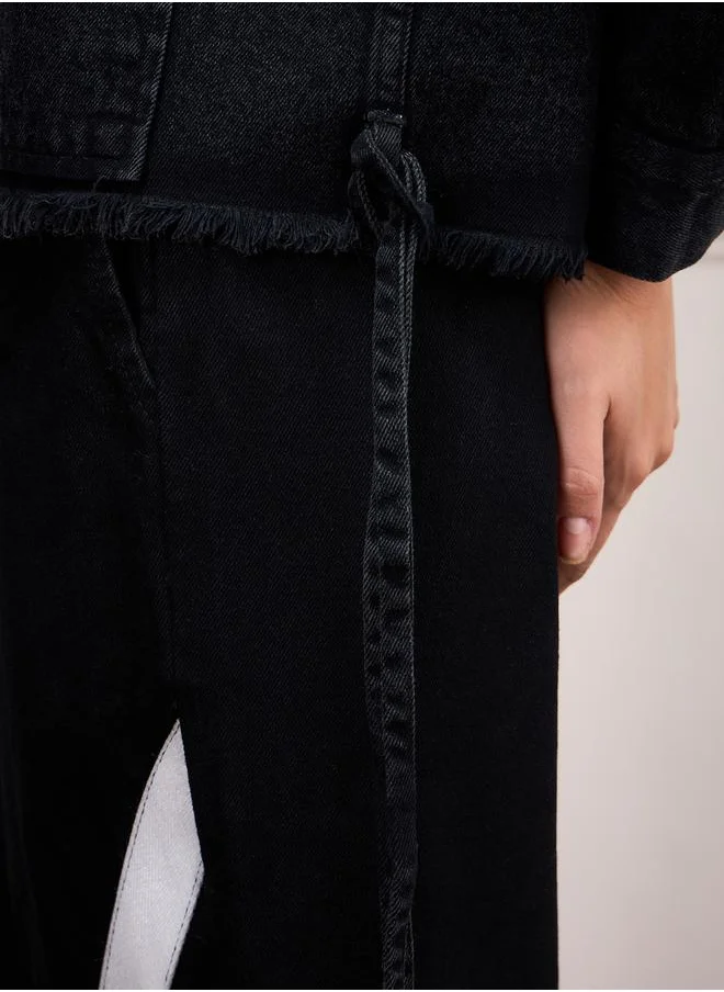 SASSAFRAS Washed Denim Front Pockets Jacket with Buttons by Styli
