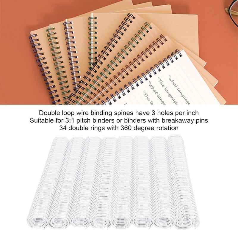 100Pcs Double Loop Spiral Binding Coil 3:1 Pitch 9/16 Inch 34 Loop 120 Sheet Capacity Wire Binding Spines Compatible with Wire Systems (White) - Image 2