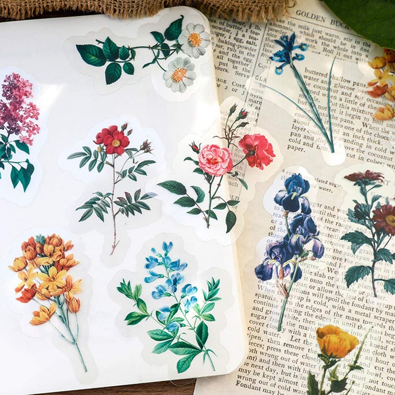 ZMLSED Vintage Natural Stickers, 40Pcs Pretty Floral Decorative Retro Adhesive Watercolor Aesthetic Trendy for Scrapbook Album DIY Craft Daily Planner - Image 2