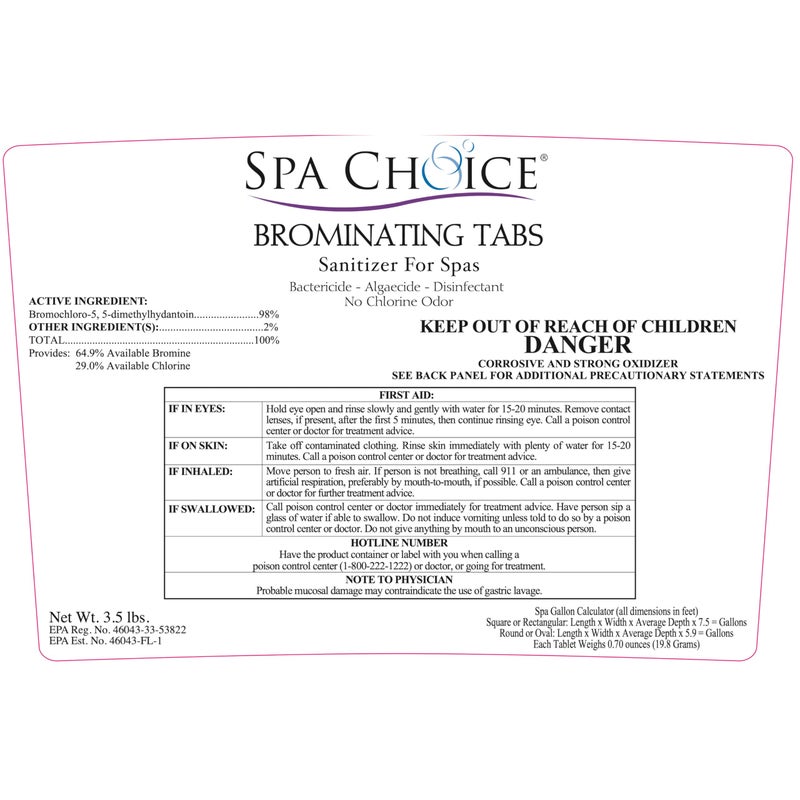 SpaChoice 3.5-Pounds 2-Pack Premium Brominating Tabs Sanitizer for Spas, Bromine Tablets for Spa Hot Tub, Made in USA - Image 3