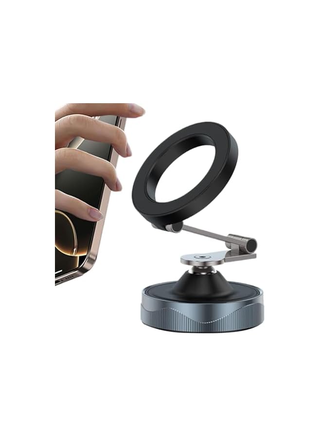 S-TOP Vacuum Magnetic Phone Holder, Folding Dashboard Phone Stand, 2.28 x 2.05 inches 360 Degree Rotating Suction Mount, Compact Smartphone Rack for Car Desk, Kitchen and Travel Use - Image 3