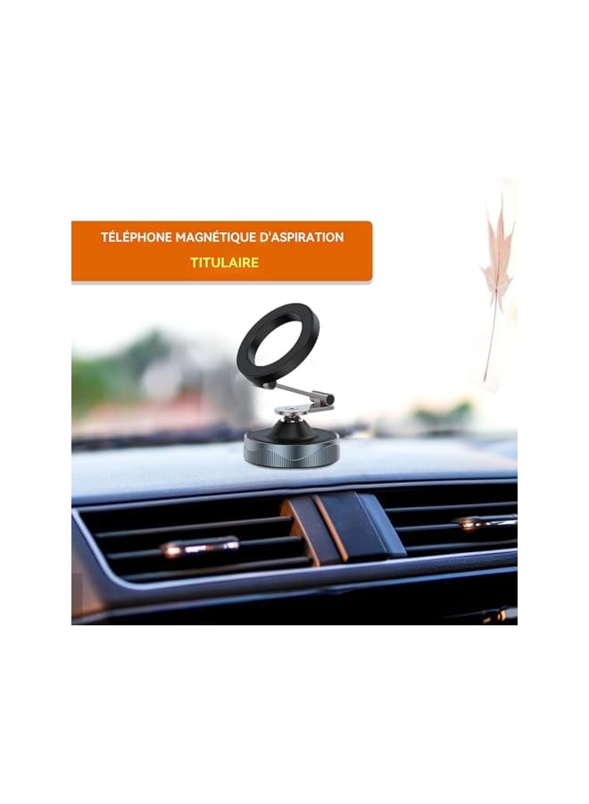 S-TOP Vacuum Magnetic Phone Holder, Folding Dashboard Phone Stand, 2.28 x 2.05 inches 360 Degree Rotating Suction Mount, Compact Smartphone Rack for Car Desk, Kitchen and Travel Use - Image 4