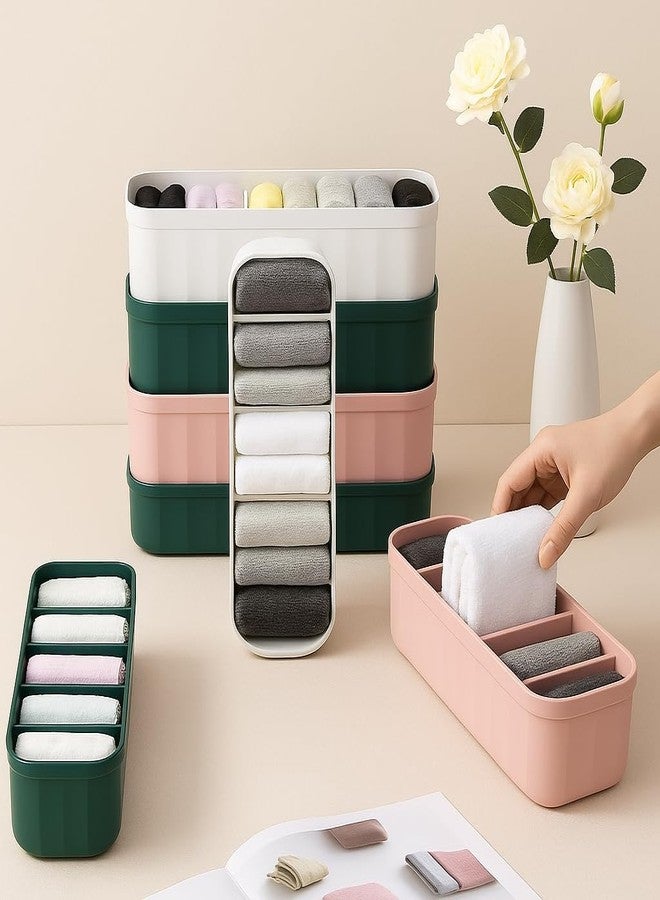 ERITIN 5 Grid Drawer Organizer Plastic Storage Box For Underwear, Socks, Bras, Ties, Undergarments, and Scarves - Closet Storage Dividers for Household Use Wardrobe Storage Box - Image 2