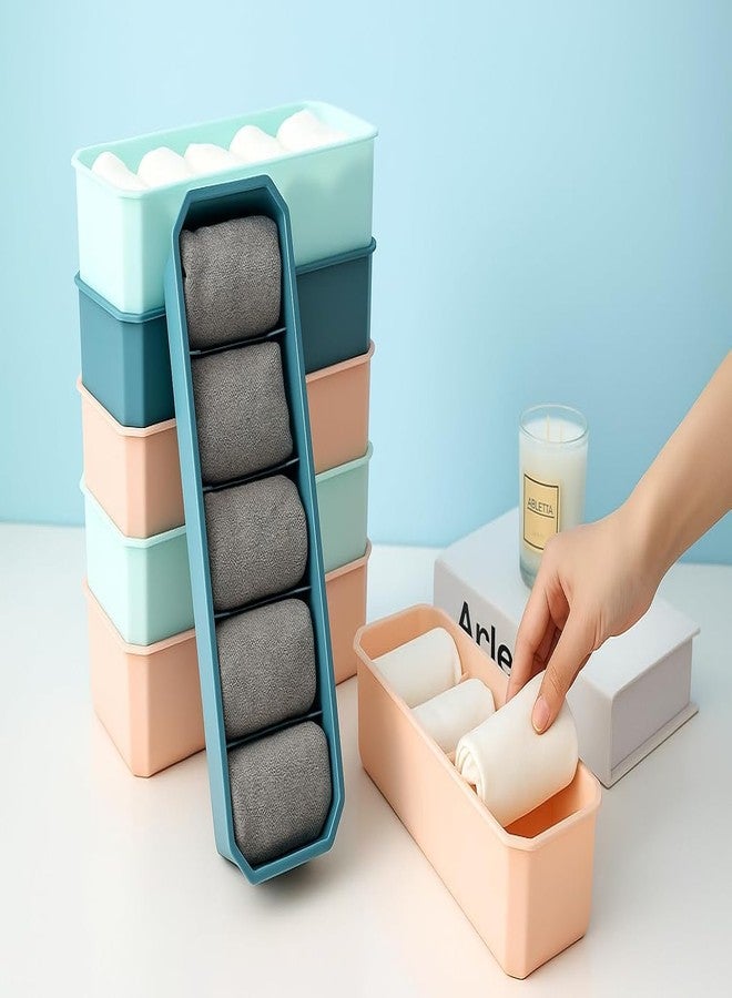 ERITIN 5 Grid Drawer Organizer Plastic Storage Box For Underwear, Socks, Bras, Ties, Undergarments, and Scarves - Closet Storage Dividers for Household Use Wardrobe Storage Box - Image 4