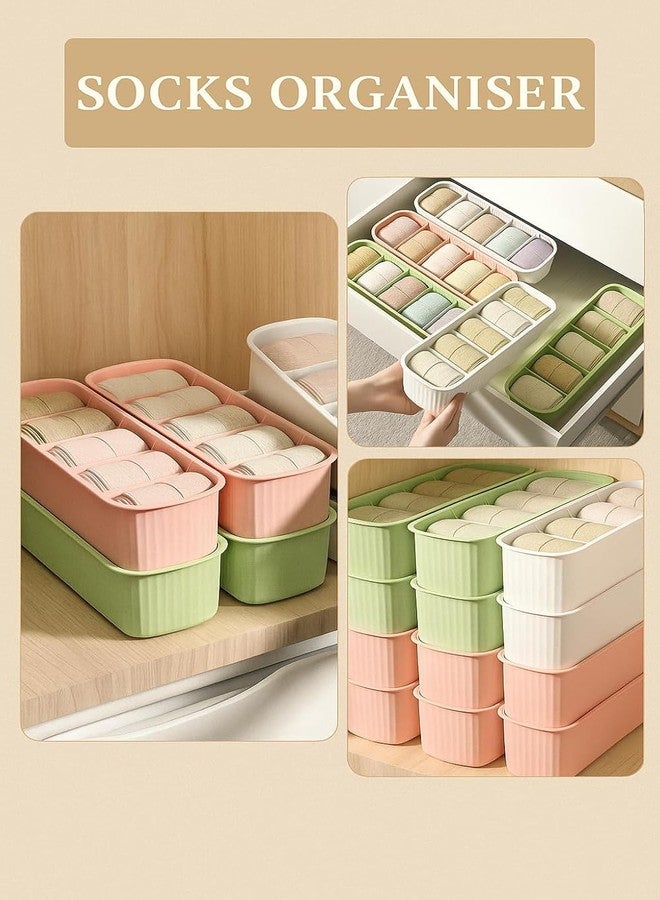 ERITIN 5 Grid Drawer Organizer Plastic Storage Box For Underwear, Socks, Bras, Ties, Undergarments, and Scarves - Closet Storage Dividers for Household Use Wardrobe Storage Box - Image 5