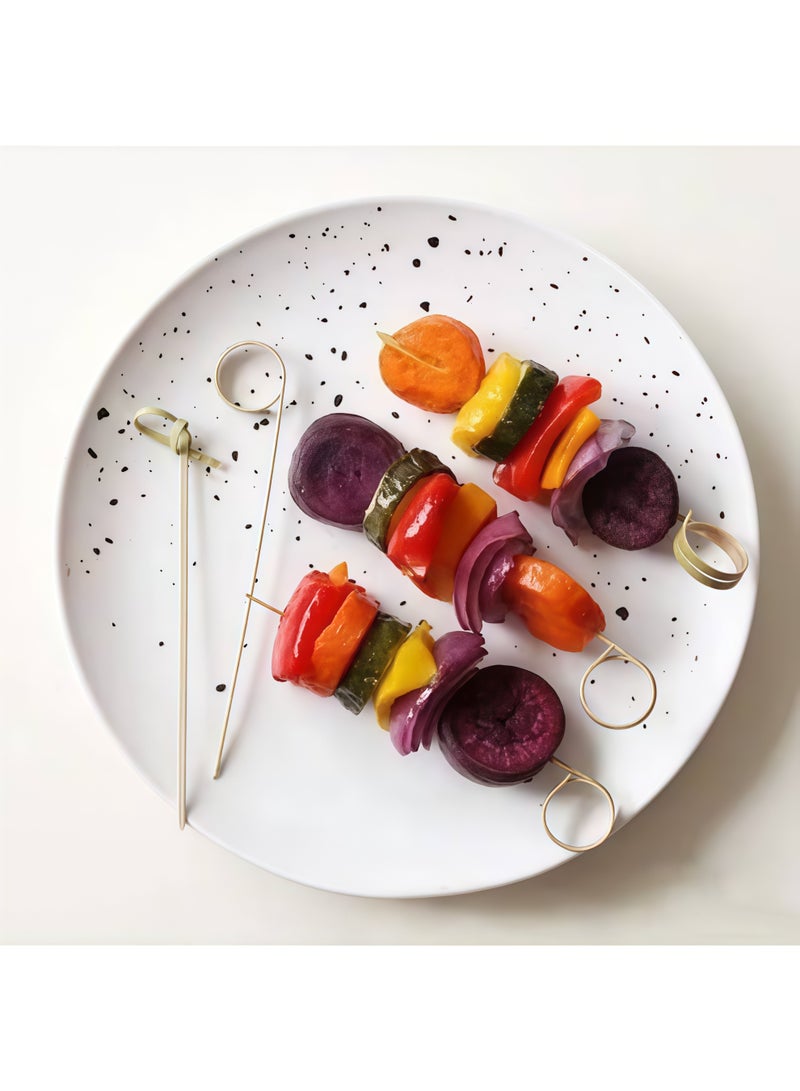 ١٠٠ قطعة من أعواد الكوكتيل، أسياخ معقودة من الخيزران الطبيعي، أعواد طعام للفواكه بطول ١٢ سم، أعواد طعام للاستخدام مرة واحدة للمشروبات والفواكه والمقبلات واللحوم الباردة، إكسسوارات تزيين الكوكتيل، لوازم الحفلات - Image 5