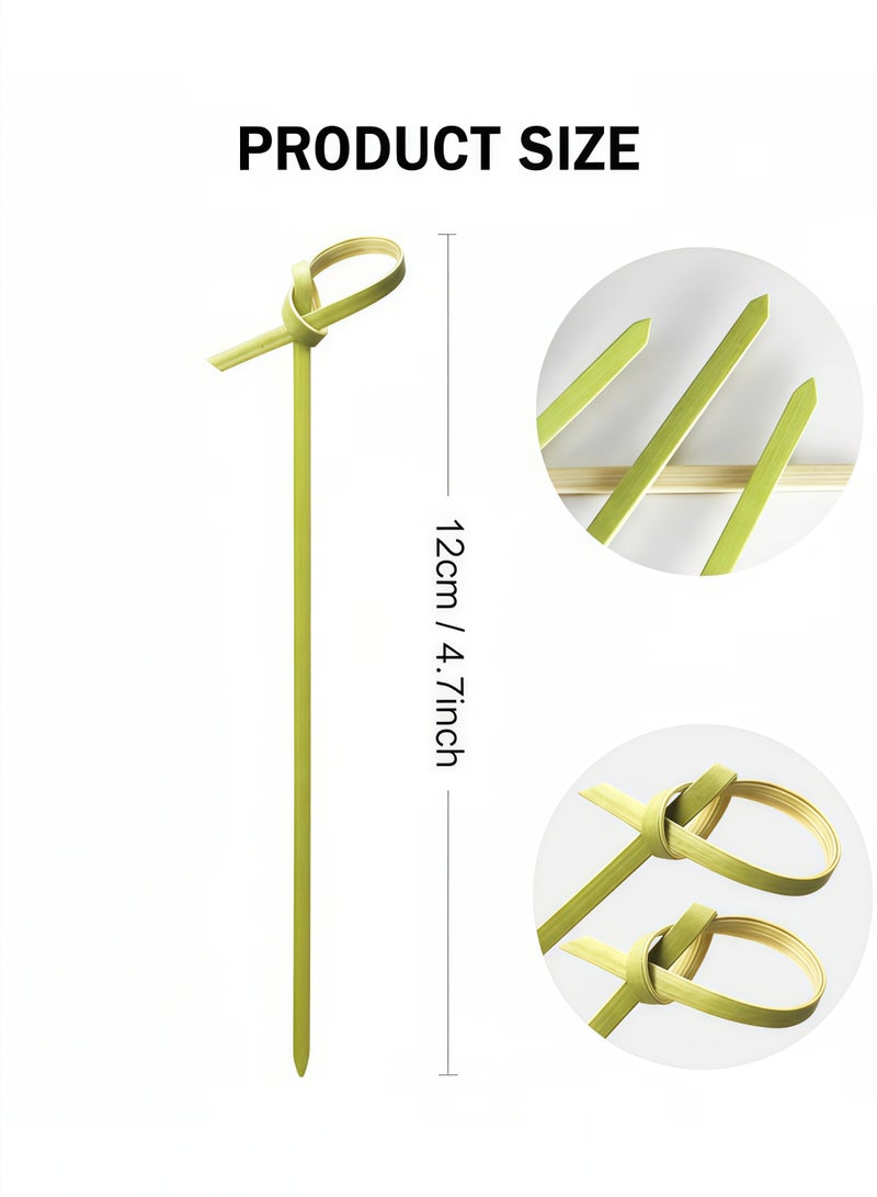 ١٠٠ قطعة من أعواد الكوكتيل، أسياخ معقودة من الخيزران الطبيعي، أعواد طعام للفواكه بطول ١٢ سم، أعواد طعام للاستخدام مرة واحدة للمشروبات والفواكه والمقبلات واللحوم الباردة، إكسسوارات تزيين الكوكتيل، لوازم الحفلات - Image 3