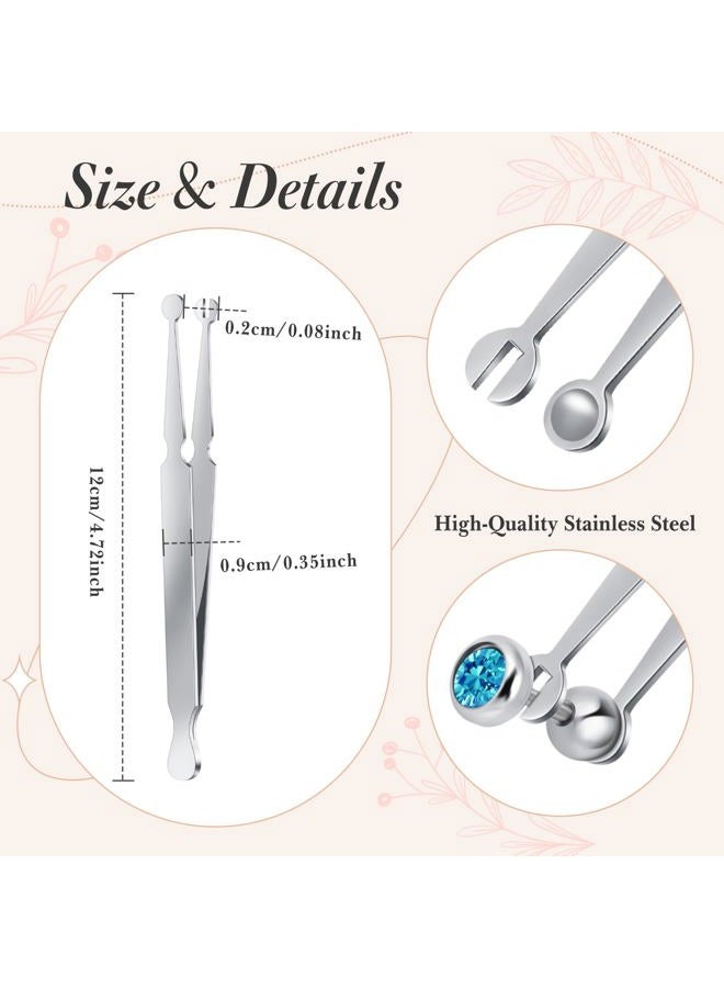 Mysora 9pcs Kit Stainless Steel Piercing Ball Grabber Tools/ 3mm Piercing Ball Screw Removal Tool/Reusable Bead Clamping Assistant Tool for Changing Jewelry&14g 16g 18g Piercings Taper Stretching Kit - Image 3