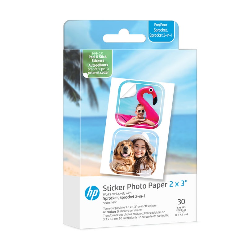 Hp Sprocket 2X3 Premium Zink Pre-Cut Sticker Photo Paper 30 Sheets Compatible With Hp Sprocket Photo Printers - Image 1
