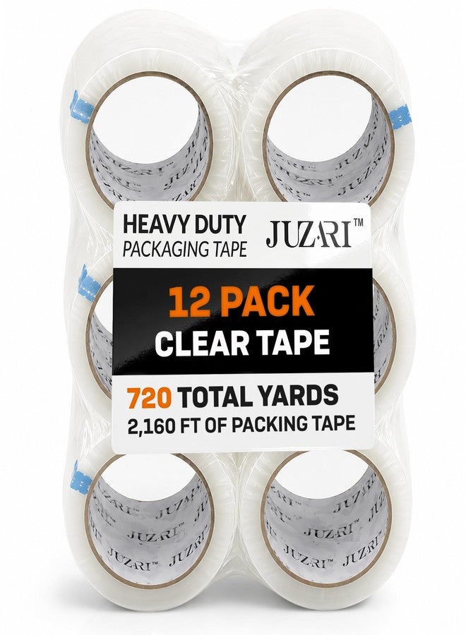 JUZARI 12 Pack Heavy Duty Packing Tape - 2 Inch Clear Big Tape Rolls for Moving Boxes, Shipping & Storage - Bulk Carton Sealing Mailing Refills - 2.6 Mil Thick, 60 Yards Per Roll, 720 Total Yards - Image 1